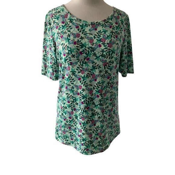 Lularoe GIGI fitted short sleeve spandex pullover green floral top ladies XL - Picture 1 of 10